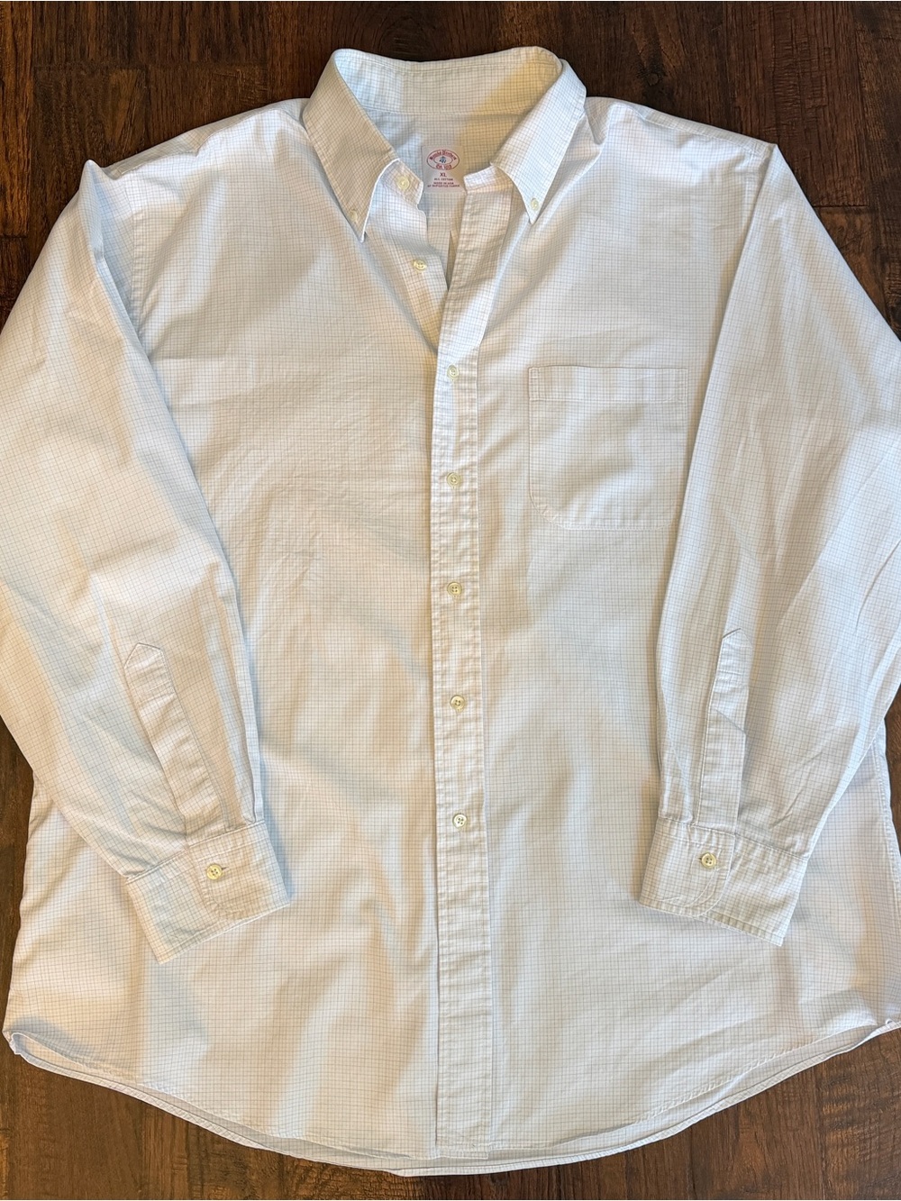 Brooks Brothers 1818 Men’s XL Blue Grid Check Cotton Shirt Made in USA